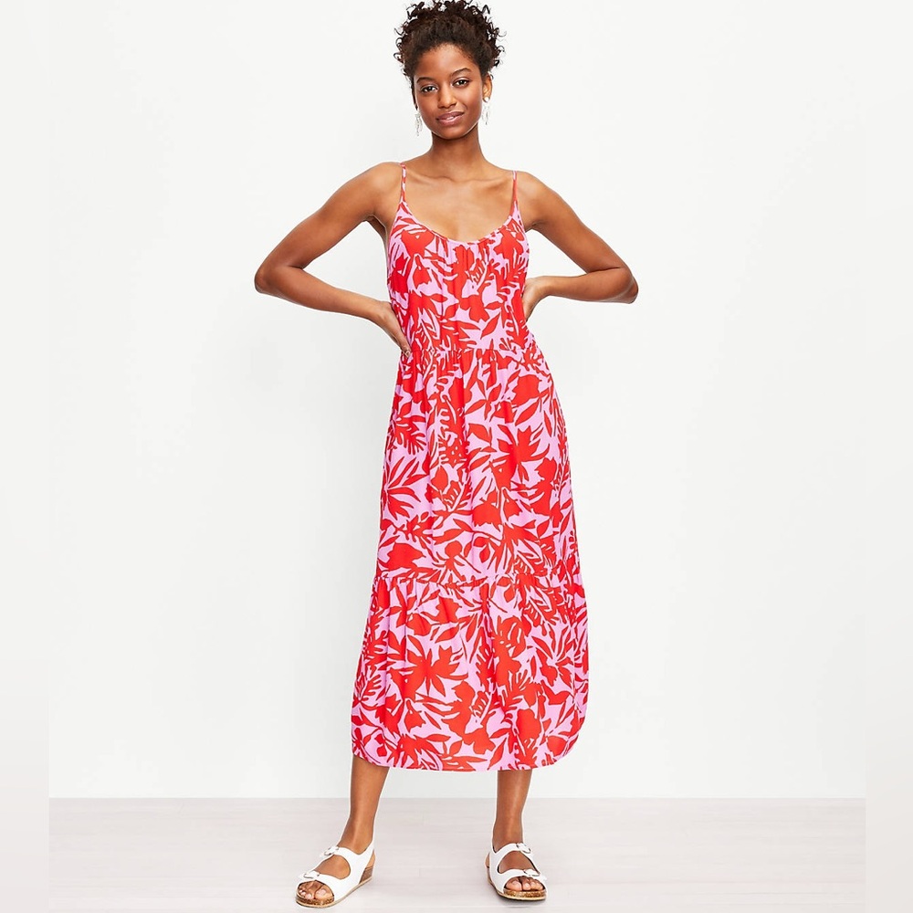 Floral Red and White Summer Dress